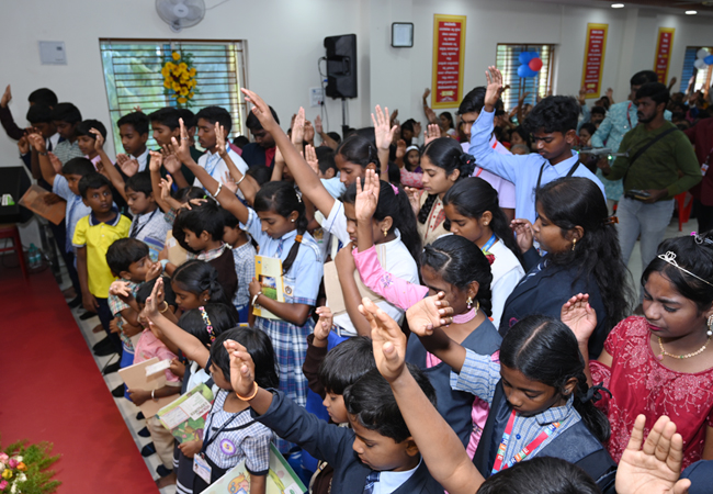 50 students in Bangalore were given free education scholarships in honour of Bro Andrew Richard's 60th birthday for courses ranging from first grade to third-year degrees. The Grace Ministry organisation now provides free education to about 110 students.